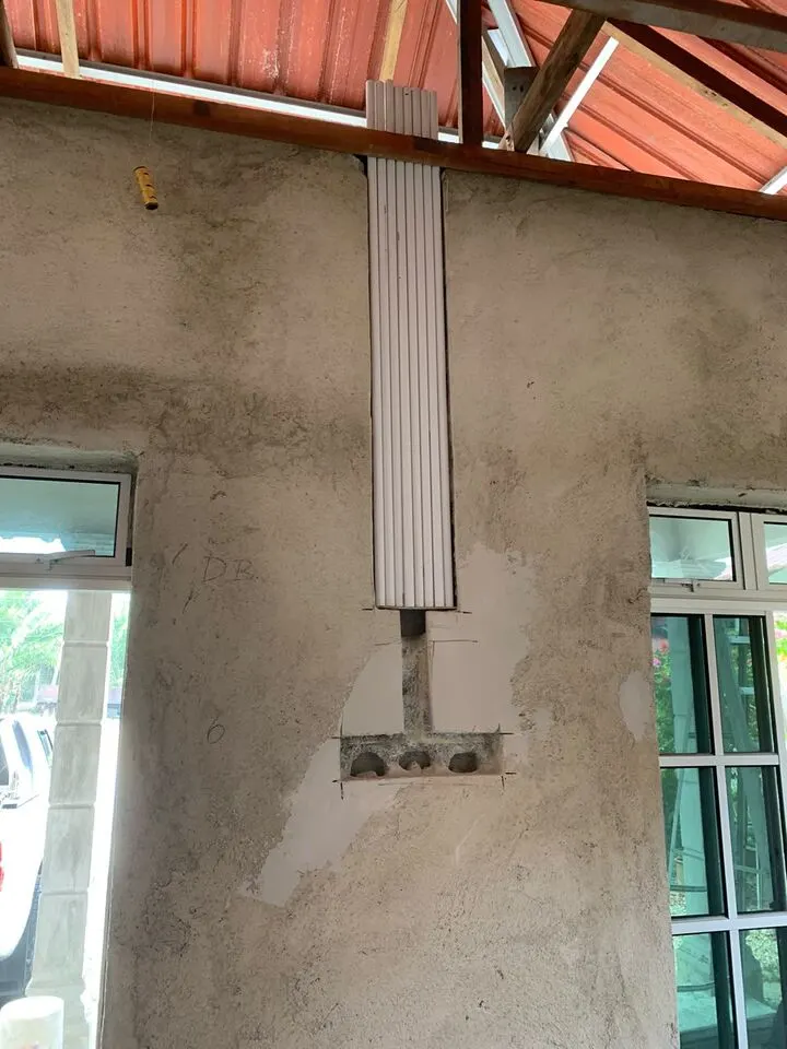 Laluan paip wiring ke kedudukan papan agihan.